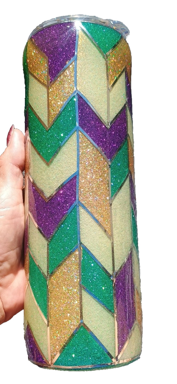 BUILT Metallic Stained Glass Tumbler Travel Mug 20oz 9.5" Skinny Stainless Steel